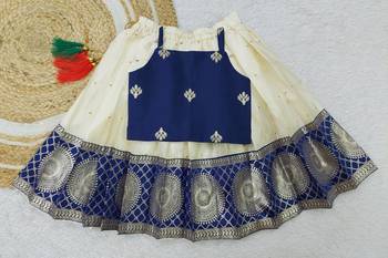 Baby Girls South Indian Pattu Pavadai Blue Lehenga Choli set For kids 1