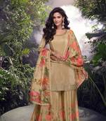 Chiku embroidered silk stitched palazzo suit (free size)