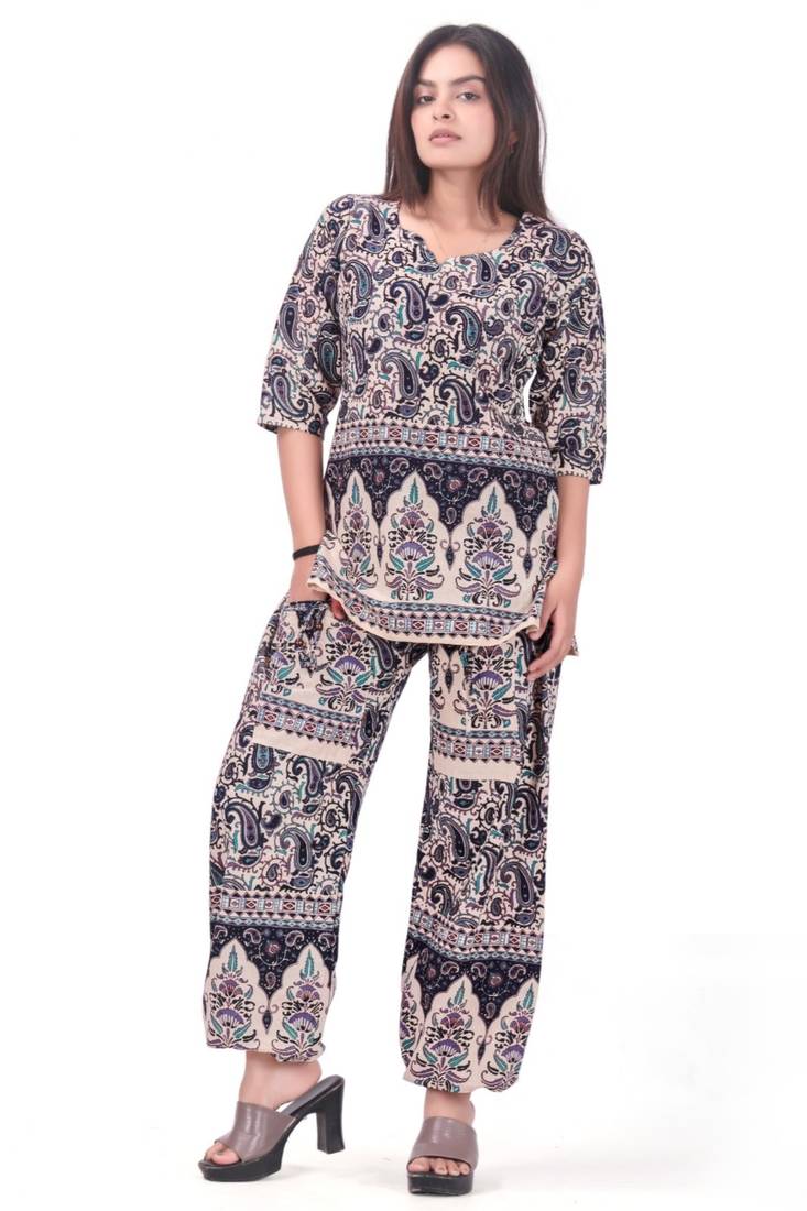 Black Color Cotton Harem Top Set