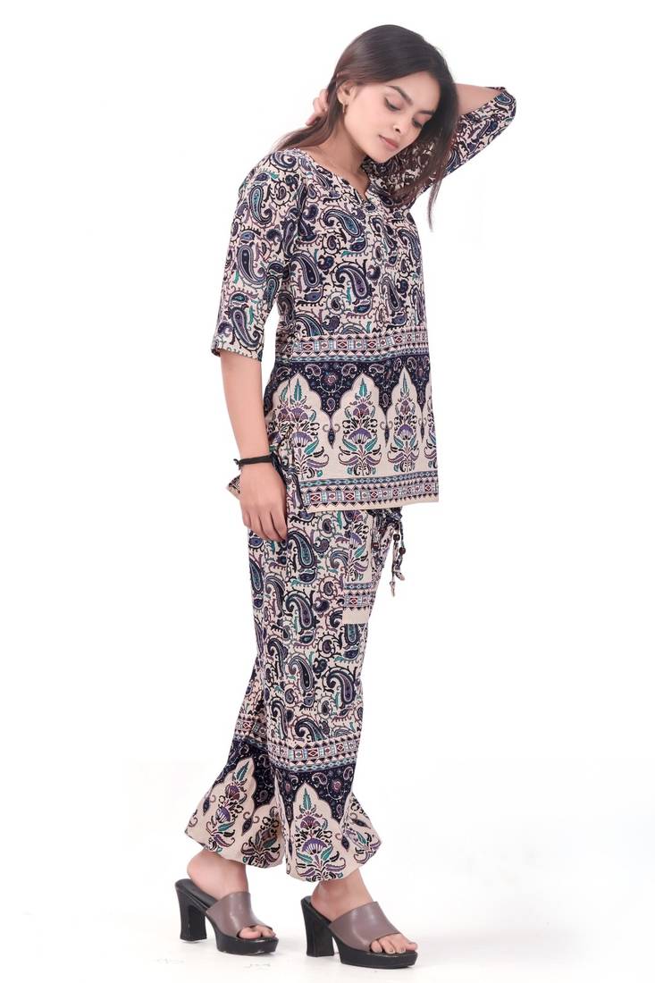 Black Color Cotton Harem Top Set