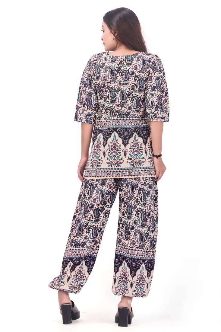 Black Color Cotton Harem Top Set