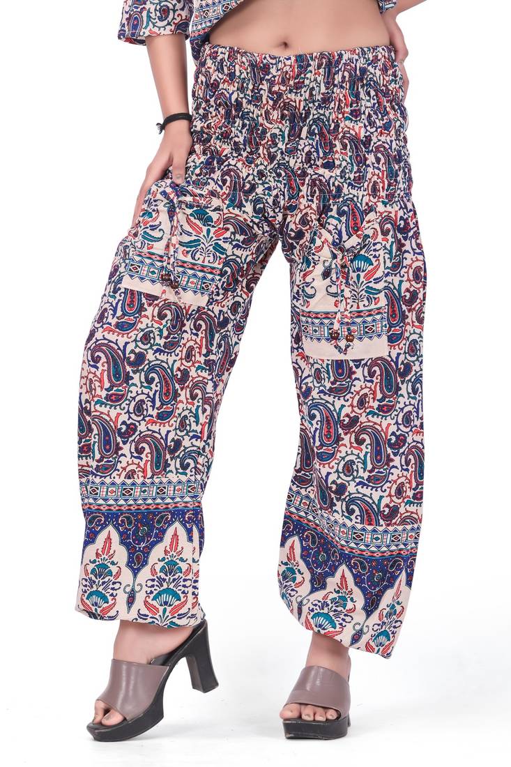 Navy Blue Color Cotton Harem Top Set