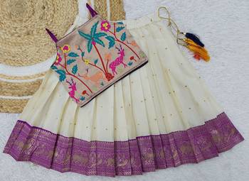  Baby Girls Readymade South Indian Pattu Pavadai Lehenga Choli Set For Kids 1