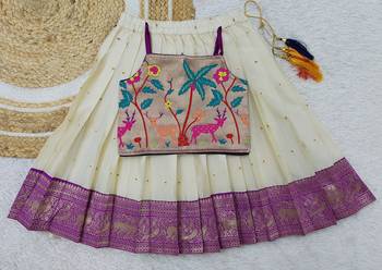  Baby Girls Readymade South Indian Pattu Pavadai Lehenga Choli Set For Kids 2