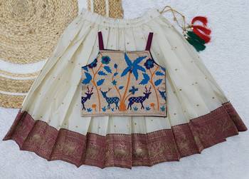 Baby Girls Readymade South Indian Pattu Pavadai Bit Lehenga Choli Set For Kids 1