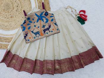 Baby Girls Readymade South Indian Pattu Pavadai Bit Lehenga Choli Set For Kids 2
