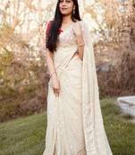 Off White Color Viscose Georgette Saree