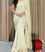 Off White Color Viscose Georgette Saree