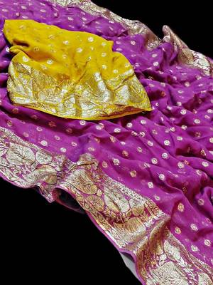 Pink Color Viscose Georgette Saree 2