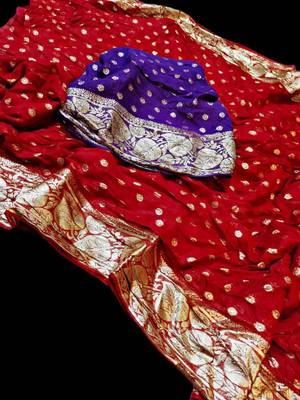 Red Color Viscose Georgette Saree 2