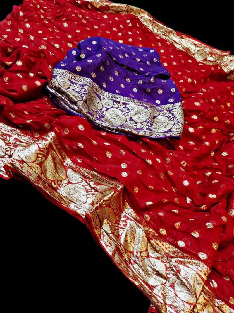 Red Color Viscose Georgette Saree