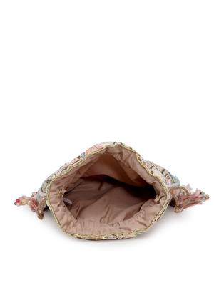  dangle baby pink & multi abstract embroidered georgette potli 7