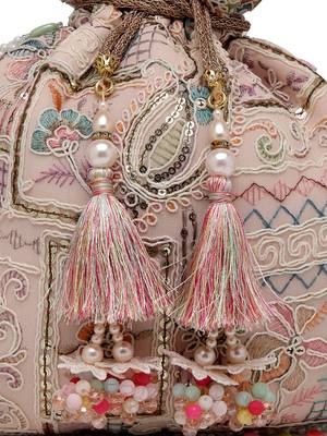  dangle baby pink & multi abstract embroidered georgette potli 8