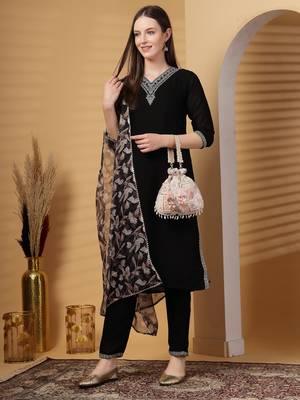  dangle baby pink & multi abstract embroidered georgette potli 9