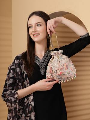 dangle baby pink & multi abstract embroidered georgette potli 10