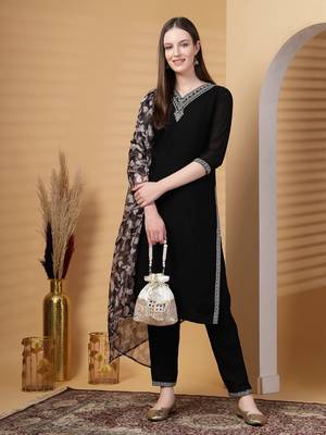 dangle white & multi lace embellished faux silk potli 9