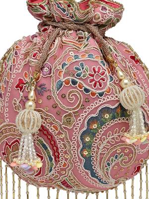 droop lavender & multi paisely embroidered georgette  potli 8