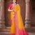 Yellow zari woven pashmina silk blend designer pink border heavy saree with fancy blouse