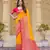 Yellow color zari work pashmina silk heavy red border saree with blouse