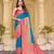 Sky blue color zari work pashmina silk blend heavy pink border saree with blouse