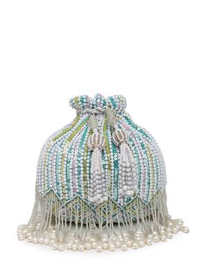 droop aqua blue , white & pastel multi striped embellished velvet potli 10