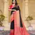 Black color zari work pashmina silk blend heavy red border saree with blouse