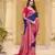 Navy blue color zari work pashmina silk blend heavy pink border saree with blouse
