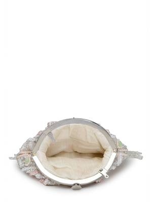 droop white & pastel multi bead work embellished faux silk clutch 7