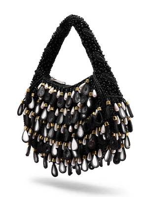 tipify black, gold & pearl mirror work embellished velvet purse 11
