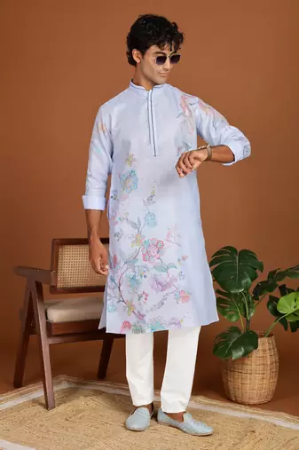 Arruga cotton linen floral printed kurta pyjama