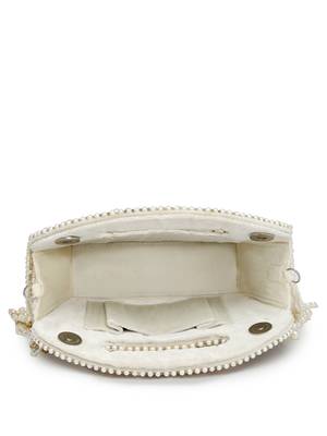 droop off white & champagne gold abstract embellished velvet clutch 7