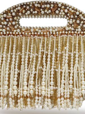 droop off white & champagne gold abstract embellished velvet clutch 8