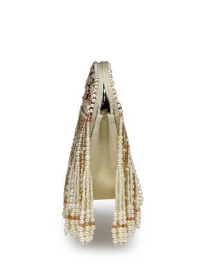 droop off white & champagne gold abstract embellished velvet clutch 10