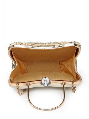 droop white & gold floral embellished velvet clutch 7