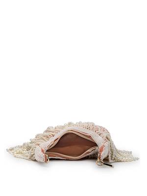 droop coral & pearl white pearl embellished velvet clutch 7