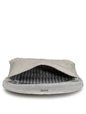adorn silver and pastel multi floral embellished faux silk clutch 7