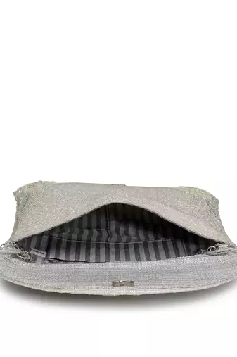 adorn silver and pastel multi floral embellished faux silk clutch