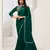 Dark green crape satin silk zardosi with handwork saree