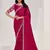 Rani pink crape satin silk sequin with moti work saree