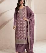 Light purple viscose jacquard semi stitched wedding suits