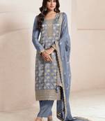 Light blue viscose jacquard semi stitched wedding suits