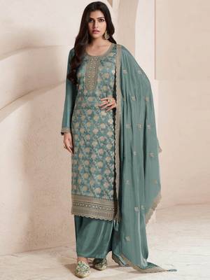Light green viscose jacquard semi stitched wedding suits 1