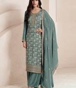 Light green viscose jacquard semi stitched wedding suits