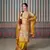 Yellow embroidered silk stitched Palazzo suit