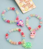  kids set of 3 cartoon design artificial beads thread rakhi with roli chawal chandan & mishri