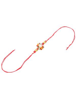 men multicolor beads & pearls floral design thread rakhi roli chawal chandan & mishri 4