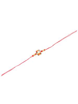 men multicolor beads & pearls floral design thread rakhi roli chawal chandan & mishri 5