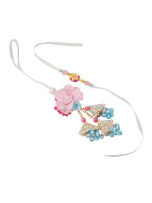 set of 2 multicolor artificial beads floral design bhaiya bhabhi rakhi with roli chawal chandan & mishri 4