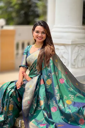 Rama soft banarasi silk blend meenakari weaving saree with unstitched blouse