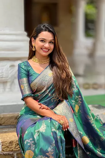 Rama soft banarasi silk blend meenakari weaving saree with unstitched blouse